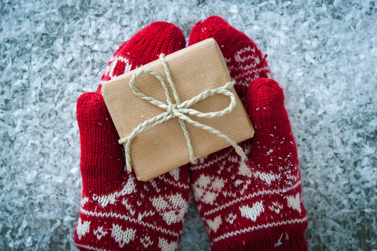 christmas mitts and a gift